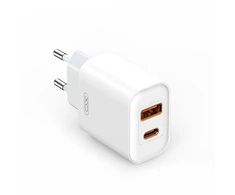 XO laidinis įkroviklis CE12 PD QC 3.0 20W 1x USB 1x USB-C baltos spalvos