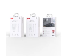 XO laidinis įkroviklis CE25 PD 25W 1x USB-C baltos spalvos + kabelis USB-C - USB-C