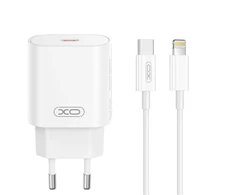 XO laidinis įkroviklis CE25 PD 25W 1x USB-C baltos spalvos + kabelis USB-C - Lightning