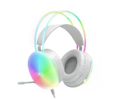 XO laidinės ausinės GE11 jack 3,5mm – USB-A baltos su RGB mikrofonu