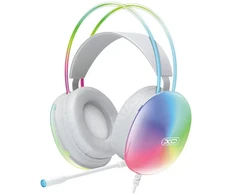 XO laidinės ausinės GE11 jack 3,5mm – USB-A baltos su RGB mikrofonu
