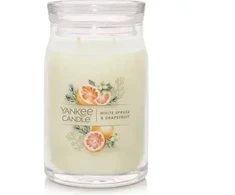 Yankee Candle Signature kvapioji žvakė stiklinėje, maža, Baltas Spruce &amp; Grapefruit, 110 g