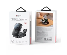 Yesido kroviklis indukcinė DS27 15W (Stand) 3w1 (do Apple Watch), Juodas / JUODA