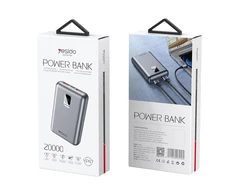 4Kom Yesido Powerbank YP47 20 000 mAh 22,5W + PD 20W LED sidabrinis