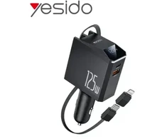 YESIDO AUTOMOBILINIS ĮKROVIKLIS Y71 125W GREITAS ĮKROVIMAS 4in1 LED + C+iP LAIDAS 65W Juodas