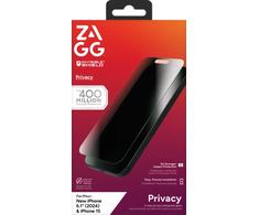 „ZAGG InvisibleShield Glass Elite“ privatumas, skirtas „iPhone 15/16“.