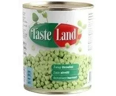 Zaļie zirnīši metāla bundžā TASTE LAND, 850g/530g