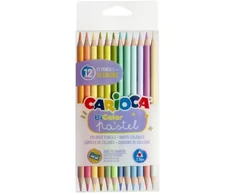 Spalvoti dvipusiai pieštukai CARIOCA Pastel, 12 vnt.