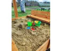 4IQ Impregnuota medinė smėlio dėžė su žalios spalvos stogeliu, 140x140 cm