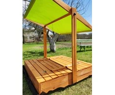 4IQ Impregnuota medinė smėlio dėžė su žalios spalvos stogeliu ir 300 kg smėlio, 140x140 cm