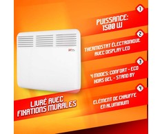 Sieninis konvekcinis šildytuvas Warmtech, 1500 W