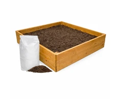 Medinė lysvė, 80x80x27cm su biožeme ir geotekstilės patiesalu, ruda