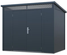 Metalinis sandėliukas su stoglangiu ir antikondensaciniu sluoksniu, antracito spalvos, 262 × 187 × 211/187 cm