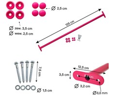Metalinis skersinis 125 cm, rožinis