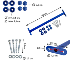 Metalinis skersinis 60 cm, mėlynas