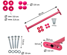 Metalinis skersinis 60 cm, rožinis