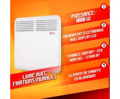 Sieninis konvekcinis šildytuvas Warmtech, 1000 W