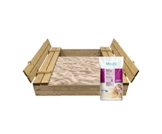 Smėlio dėžė Bonus Orbis, 120x120cm, su patiesalu ir 250kg smėlio, ruda