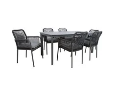 Home4You Lauko baldų komplektas HELA stalas ir 6 kėdės