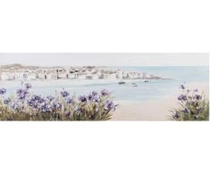 Aliejiniu dažu piešinys 50x150 cm, papludimys / violetines geles