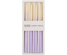 Home4You Antikvarinė žvakė CAROLA 4 vnt. 25 cm violetinė/balta perlamutrinė