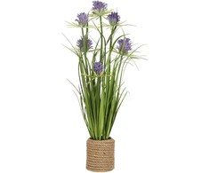 Dirbtinė gėlė GARDEN H70cm, violetinė chrizantema, žolė su vazonu