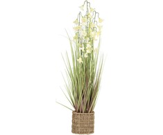 Dirbtinė gėlė SODE H87cm, balta campanula, žolė su vazonu