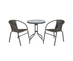 Lauko baldų komplektas Home4You Balkono baldų komplektas BISTRO, stalas ir 2 kėdės (20563), 60x70 cm, rėmas: plieno, spalva: pilka