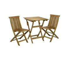 Lauko baldų komplektas Home4You Balkono baldų komplektas FINLAY, stalas ir 2 kėdės (13181), 60x60x72 cm, sulankstomas, mediena: akacija, apdaila: alyvuotas
