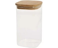 Home4You Bamboo Stiklinis indas JAR 10x10xH17,5cm 1400ml su bambukiniu dangteliu