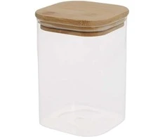 Home4You Bamboo Stiklinis indelis JAR 10x10xH14cm 1100ml su bambukiniu dangteliu