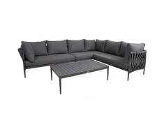 Sodo baldų komplektas BREMEN, stalas ir kampinė sofa, pilkas
