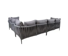 Home4You Sodo baldų komplektas BREMEN, stalas ir kampinė sofa, pilkas