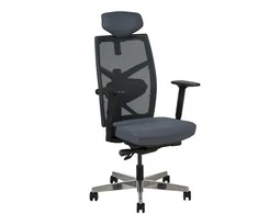 Biuro kėdė TUNE, 70x70x111/128 cm, sėdimoji dalis: audinys, atlošas: tinklelis, spalva: pilka