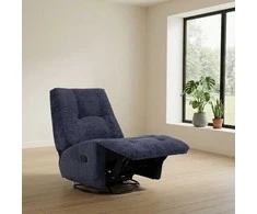 Home4You Mėlyna Atlošiamas fotelis WILLA su supamuoju ir besisukančiu rankiniu mechanizmu, mėlynas