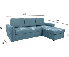 Home4You Kampinė sofa lova INGMAR, šviesiai mėlyna