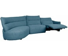 Home4you Kampinė sofa CANNES LC Elektrinis reklaineris, pilkai mėlyna