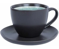 Home4You Mėlyna Cup/saucer RITA 300ml, juodas/mėlynas