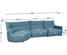 Home4You Kampinė sofa CANNES LC Elektrinis reklaineris, pilkai mėlyna