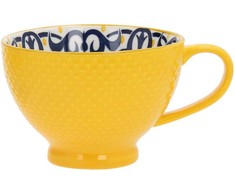 Home4You Mėlyna Puodelis SEREN H7,7cm 355ml, geltonas/mėlynas