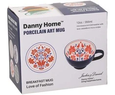 Home4You Mėlyna Puodelis SEREN H7,7cm 355ml, mėlynas/raudonas