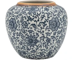 Home4You Mėlyna Vase TITAN STONE D20xH18cm, mėlynas flower