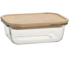 Home4You Bamboo Dubuo BOXY 14,5x10,5xH4,8cm 370ml, stiklas, bambukas