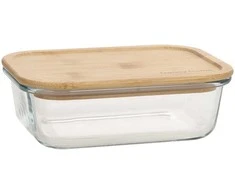 Home4You Bamboo Dubuo BOXY 17x12,6xH5,3cm 640ml, stiklinis, bambukas