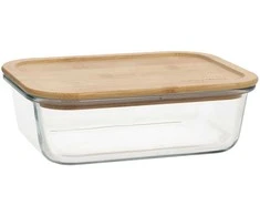 Home4You Bamboo Dubuo BOXY 19,7x14,7xH5,8cm 1000ml, stiklas, bambukas
