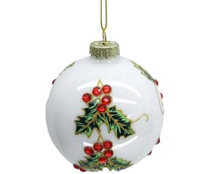 Home4You Kalėdinis papuošalas JOY Baltas D8cm, stiklas