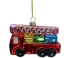 Kalėdinis papuošalas JOY FIRETRUCK 10cm, stiklas
