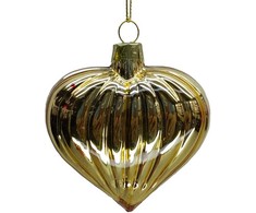 Kalėdinis papuošalas JOY HEART GOLD 8cm, stiklas