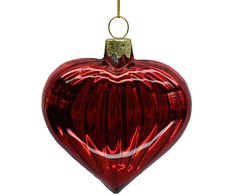 Kalėdinis papuošalas JOY HEART Raudonas 8cm, stiklas