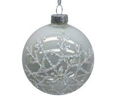 Home4You Kalėdinis papuošalas JOY SNOWFLAKE D8cm, stiklas